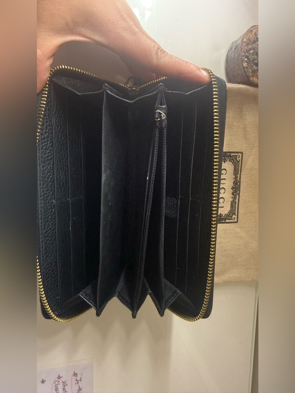 Gucci Beige GG Monogram Wallet with Black Leather Trim - Picture 6 of 7